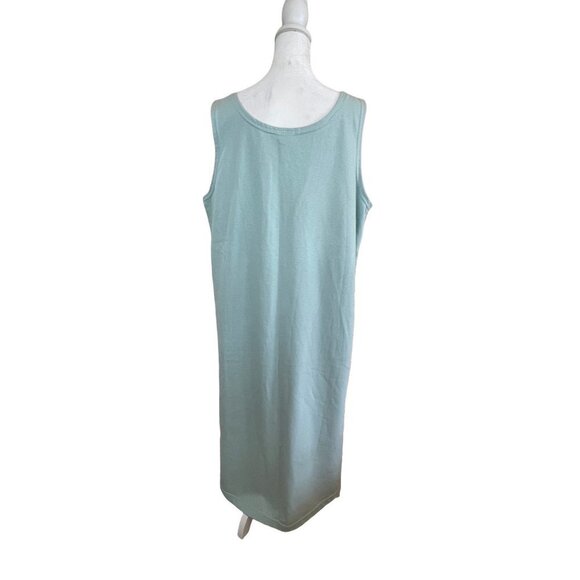 Maxi Tank Cotton Sleeveless Light Green Scoop Neck Grannycore Dresss Sz XL - Picture 2 of 7